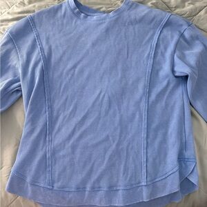 Light Blue Ribbed Long Sleeve Top